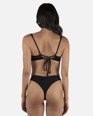 Solid V Front Skimpy - Black