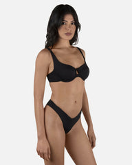 Solid V Front Skimpy - Black