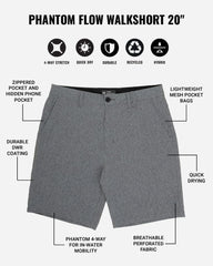 Phantom Flow Walkshort 20" - Black Heather