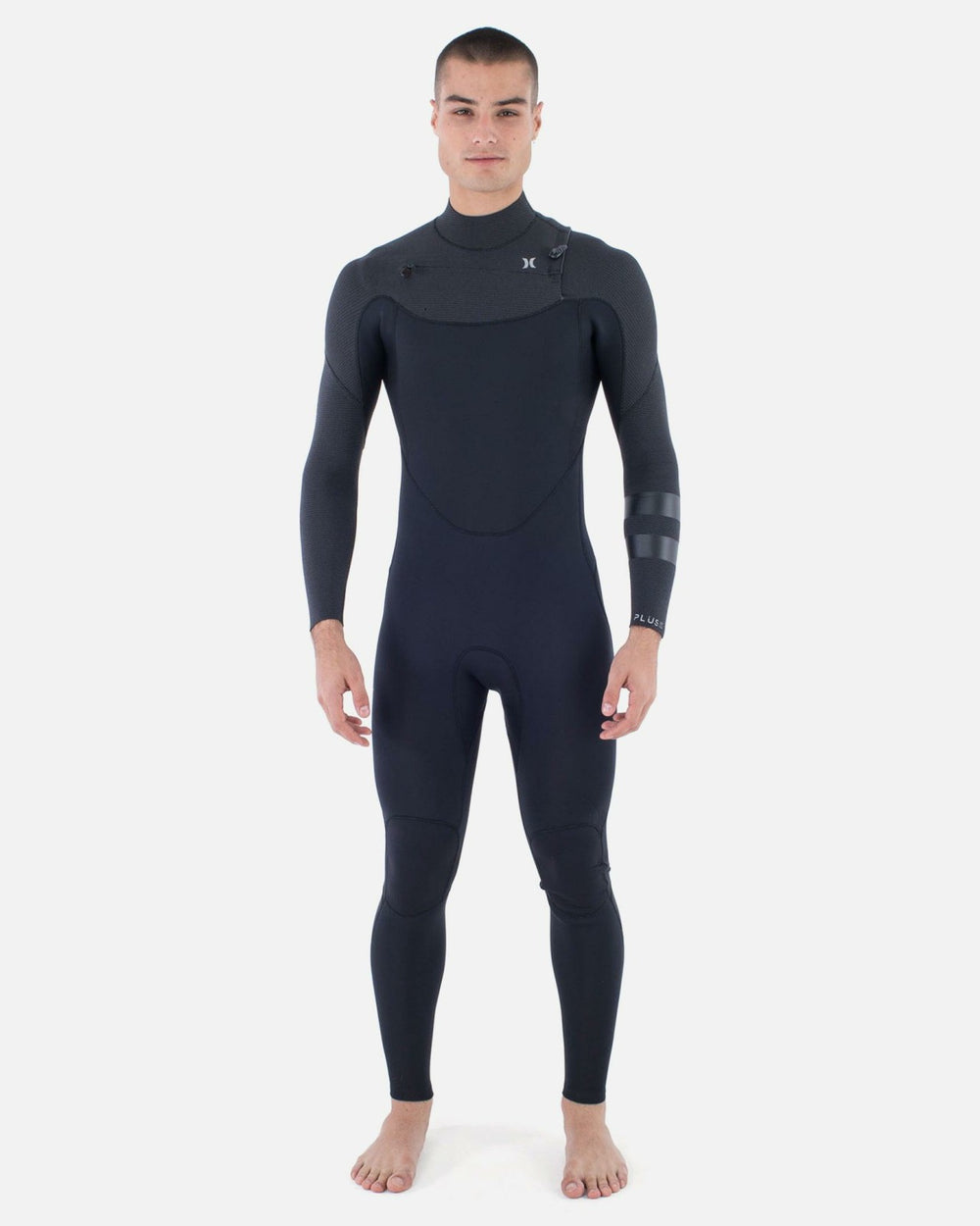 Mens Plus Sleeve Texture 4/3mm Fullsuit - Black