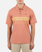 Printed Stripe Slub Polo Short Sleeve - Martian Rust