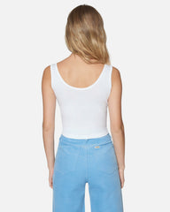 Leisure Scoop Crop Tank - White
