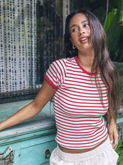 Just A Girl Baby Tee - Rococco Red