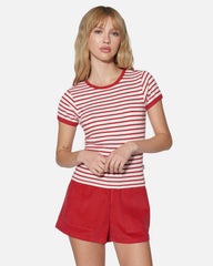 Just A Girl Baby Tee - Rococco Red