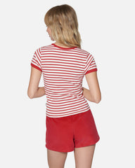 Just A Girl Baby Tee - Rococco Red