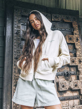 Enjoy The Good Crop Zip Hoodie - Off White