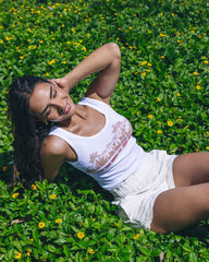 Sea-Nario Scoop Crop Tank - White