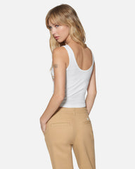 Sea-Nario Scoop Crop Tank - White