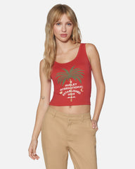 Honolulu Scoop Crop Tank - Rococco Red