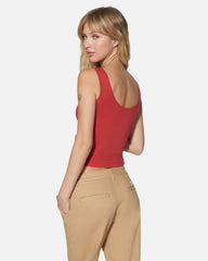 Honolulu Scoop Crop Tank - Rococco Red