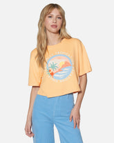 Tropication Boxy Crop Tee - Caramel Cream