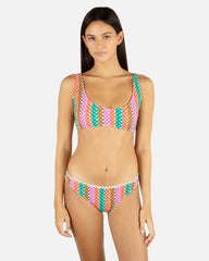 Printed Stripe Crochet Scrunch Moderate Bottom - Orchid