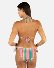 Printed Stripe Crochet Scrunch Classic Tri Top - Orchid