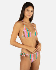 Printed Stripe Crochet Scrunch Classic Tri Top - Orchid