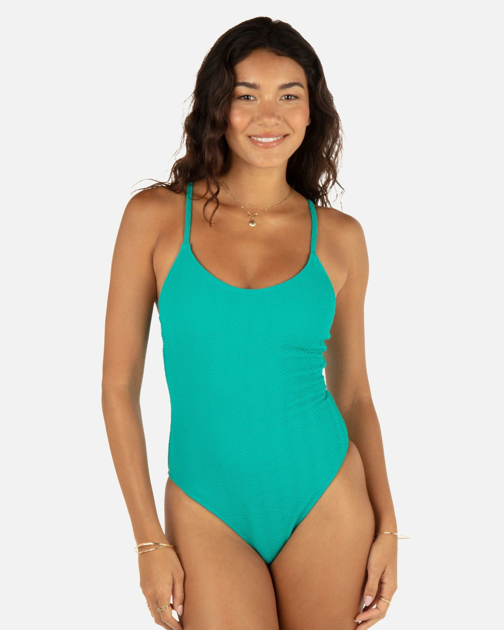 Wave Scrunch Moderate One Piece - Teal