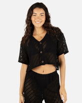 Crochet Camp Shirt - Black