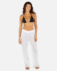 Crochet Cargo Beach Pant - White