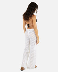 Crochet Cargo Beach Pant - White