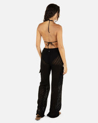 Crochet Cargo Beach Pant - Black
