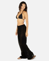 Crochet Cargo Beach Pant - Black