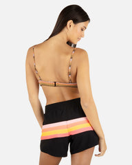 Snap Front Boardshort 3" - Black/Sunrise Pink
