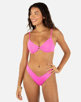 Solid Tab Underwire Bra - Disco Pink