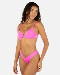 Solid Tab Underwire Bra - Disco Pink