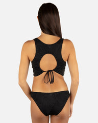 Ulu Leaf Tie Back Top - Black