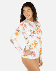 Malia Zip Front Rashguard - White