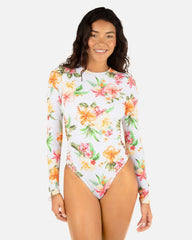 Malia Long Sleeve Zip Back Moderate Surf Suit - White