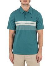 Printed Stripe Slub Polo Short Sleeve - Deep Emerald