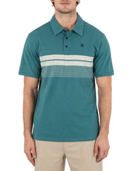 Printed Stripe Slub Polo Short Sleeve - Deep Emerald