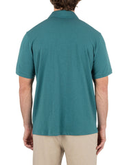 Printed Stripe Slub Polo Short Sleeve - Deep Emerald