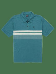 Printed Stripe Slub Polo Short Sleeve - Deep Emerald