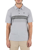 Printed Stripe Slub Polo Short Sleeve - Lt Stone Grey