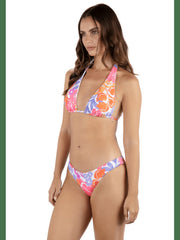 Island Floral Convertible Halter Bikini Top - Coconut