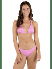 New Wave Jacquard Soft Tie Triangle Bikini Top - Aster