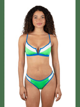 Summer Block V Wire Bralette Bikini Top - Imperial Blue / Grass Green