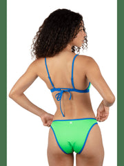 Summer Block V Wire Bralette Bikini Top - Imperial Blue / Grass Green