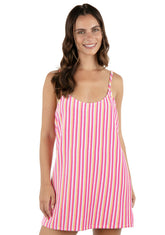 Terry Stripe Mini Dress - White
