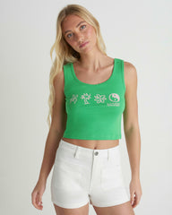 Three Days Scoop Crop Tank - Island Green