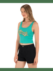 Aloha Scoop Crop Tank - Water Garden