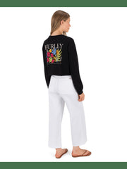 Floreal L/S Crop Tee - Black