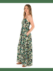 Fall Palms Maxi Dress - Black