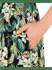 Fall Palms Maxi Dress - Black