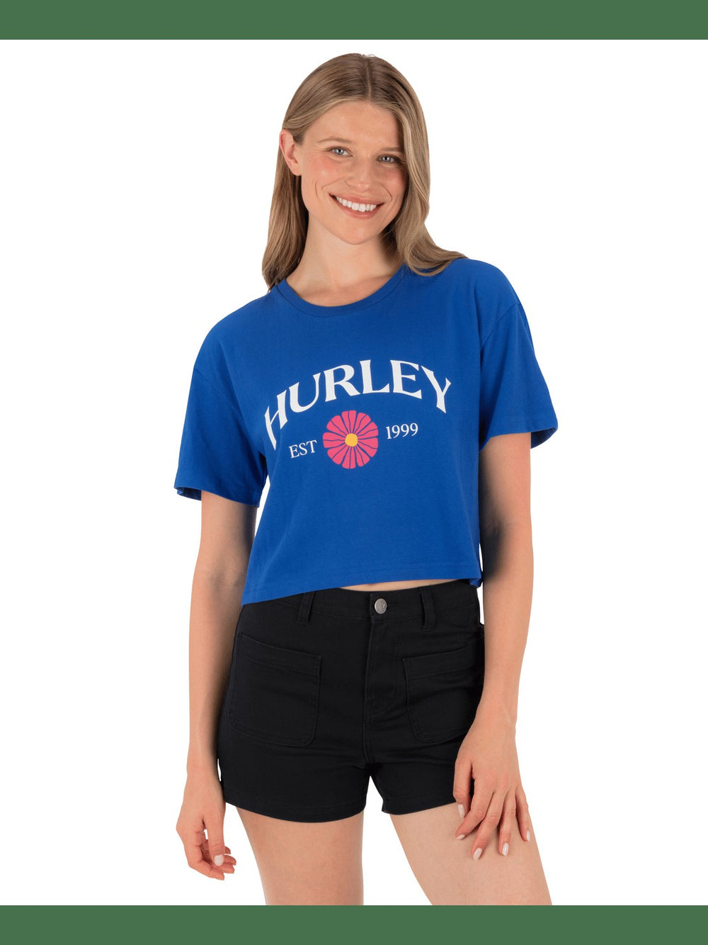 Fine Establishment Boxy Crop Tee - Ocean Blue