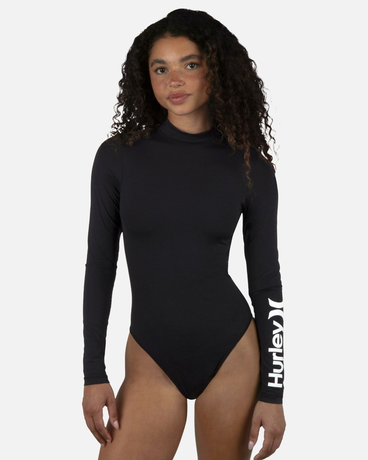 One & Only Mock Neck Zip Back Moderate Surf Suit - Black
