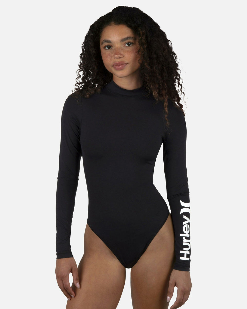 One & Only Mock Neck Zip Back Moderate Surf Suit - Black