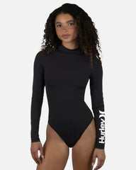 One & Only Mock Neck Zip Back Moderate Surf Suit - Black