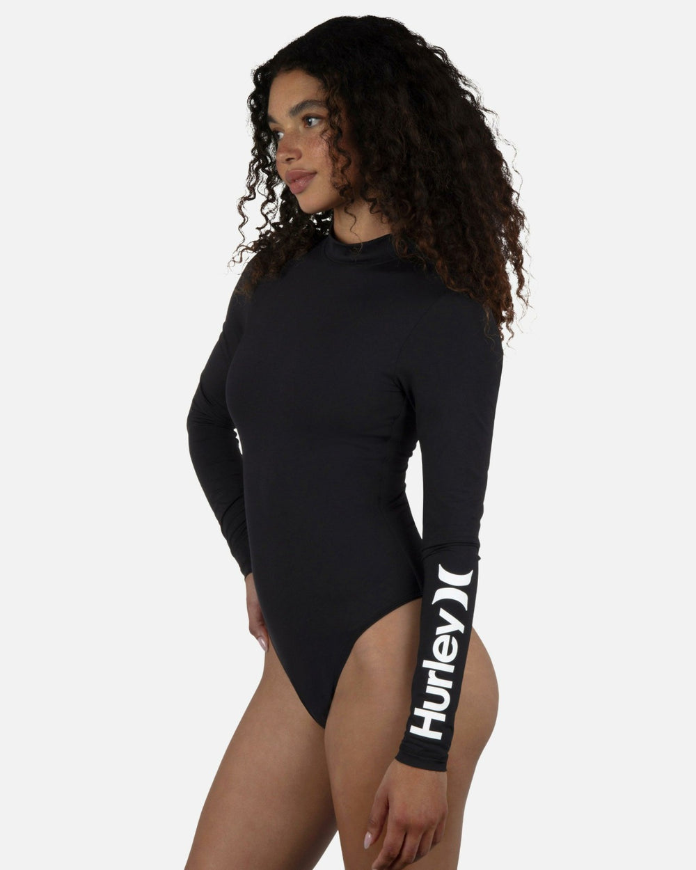 One & Only Mock Neck Zip Back Moderate Surf Suit - Black